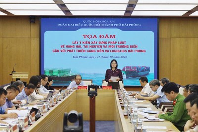 Đoàn đại biểu Quốc hội thành phố tổ chức Tọa đàm lấy ý kiến xây dựng pháp luật về hàng hải, tài nguyên và môi trường biển nhằm phát triển cảng biển và logistics Hải Phòng